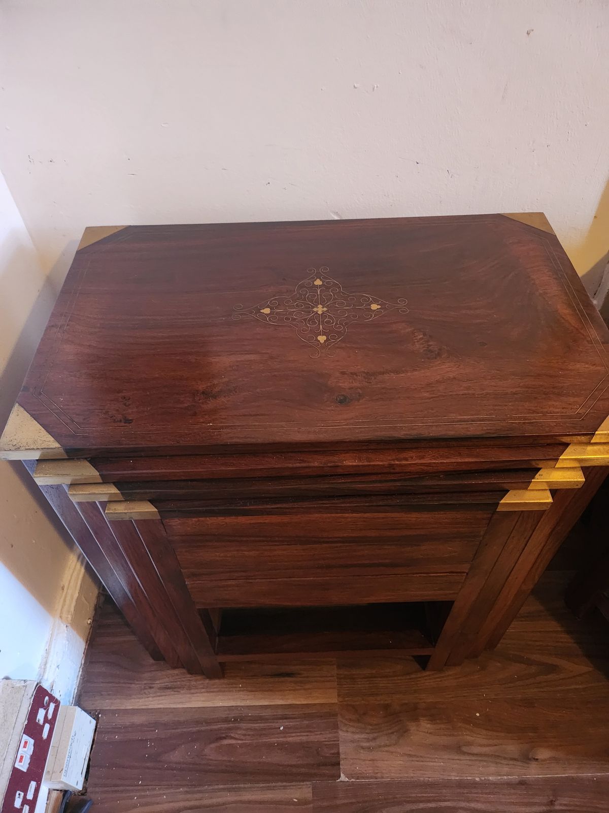 Rosewood And Brass Open Front Nest Of Tables photo furniture