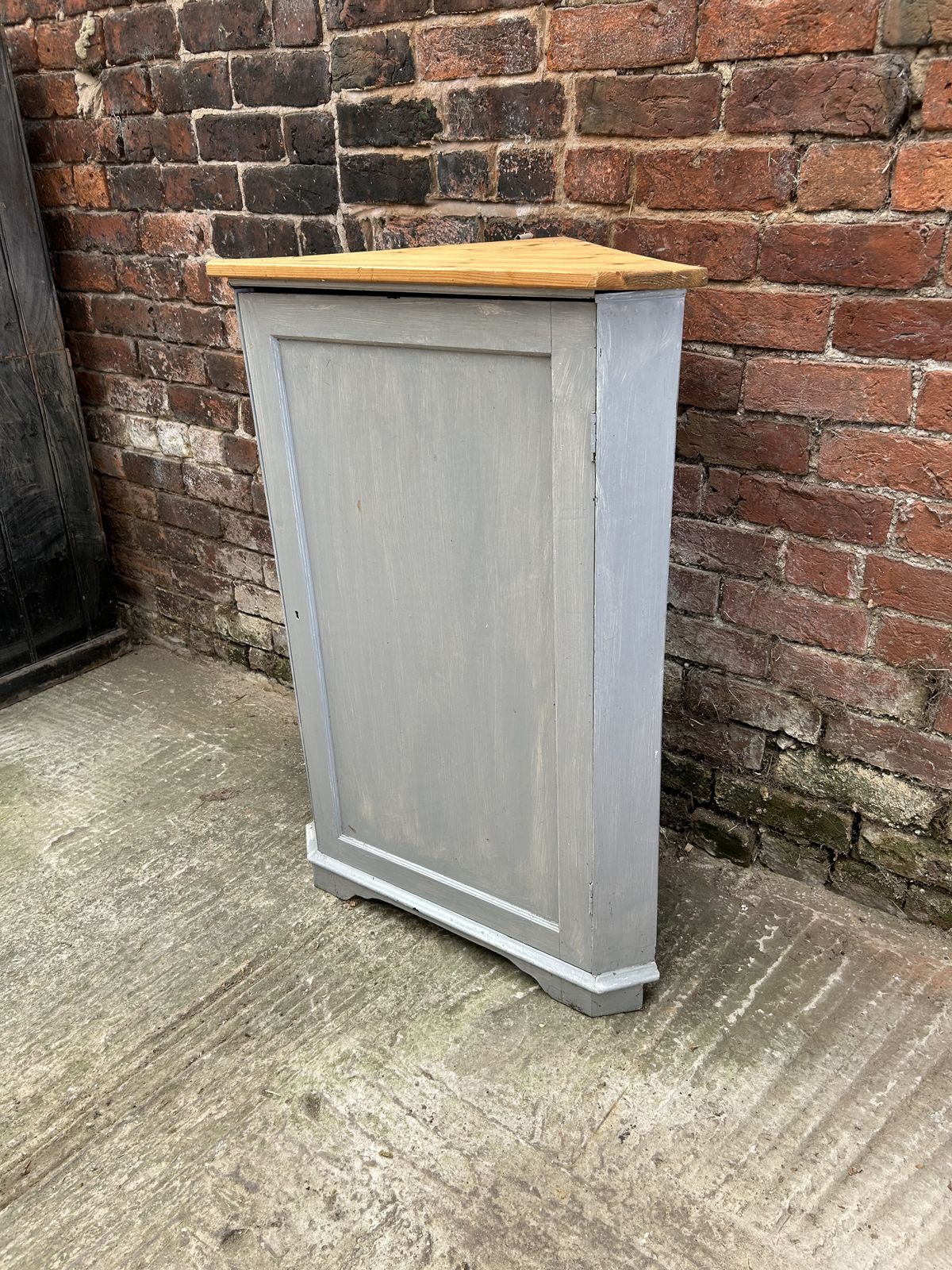 145.0 Pine Corner Cupboard Grey Painted photo