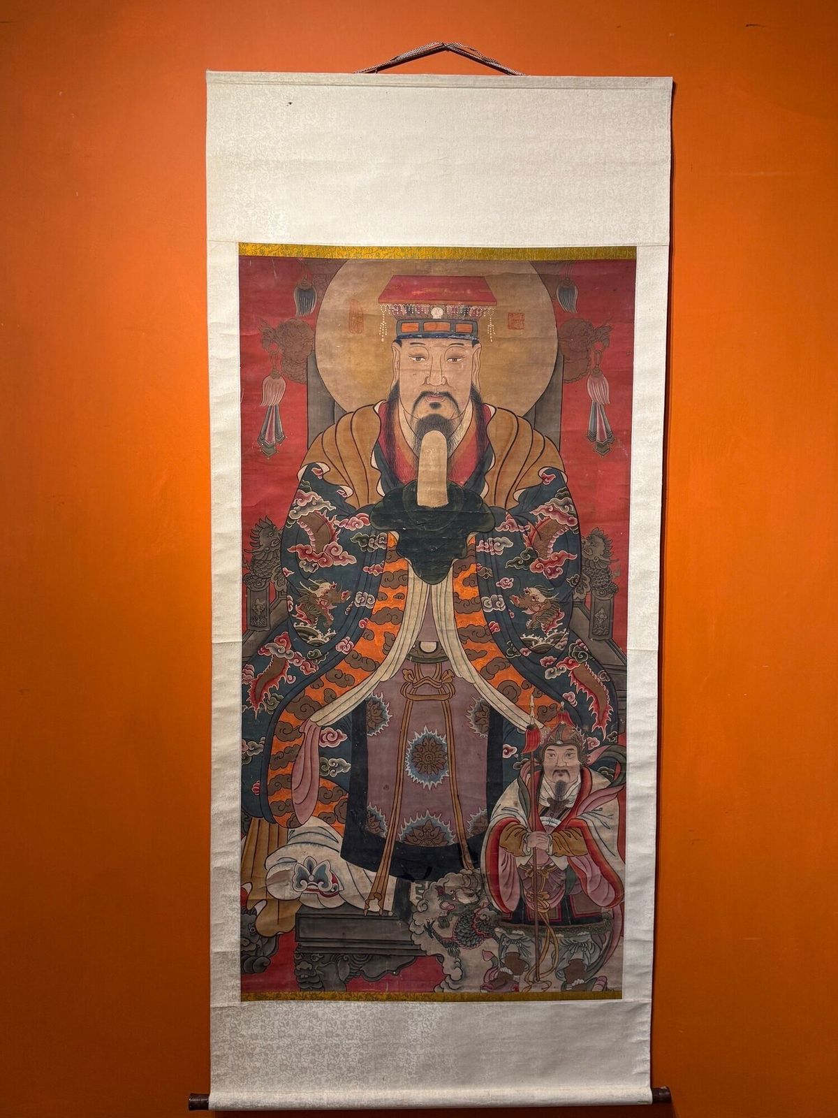 Chinese Cing Dynasty Scroll Painting Of The Daoist Immortal Jade Emperor photo for sale