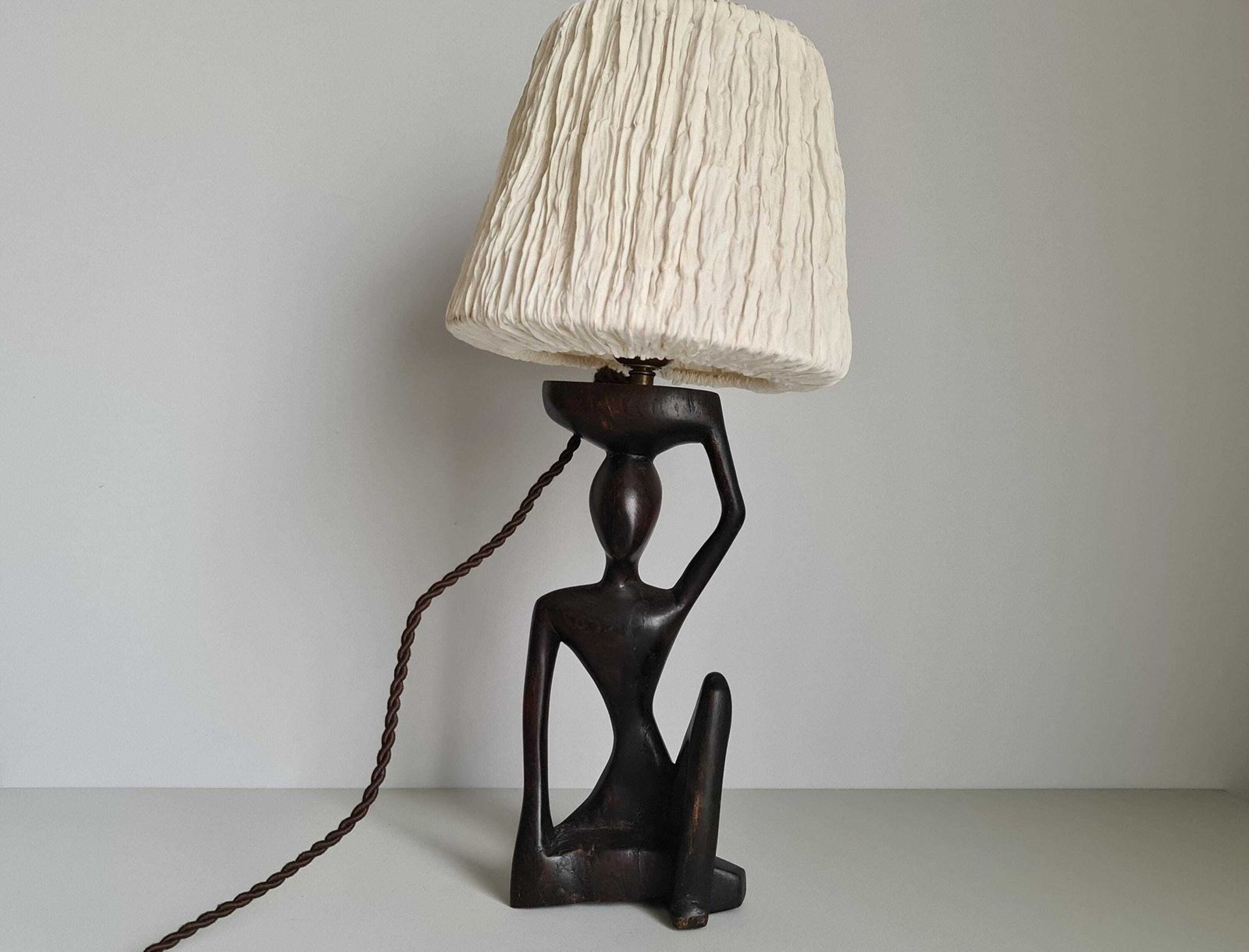 Ebony Lamp With Seated Woman / 1930s / Africa / Collection / Mid Century / African Art / 20th Century