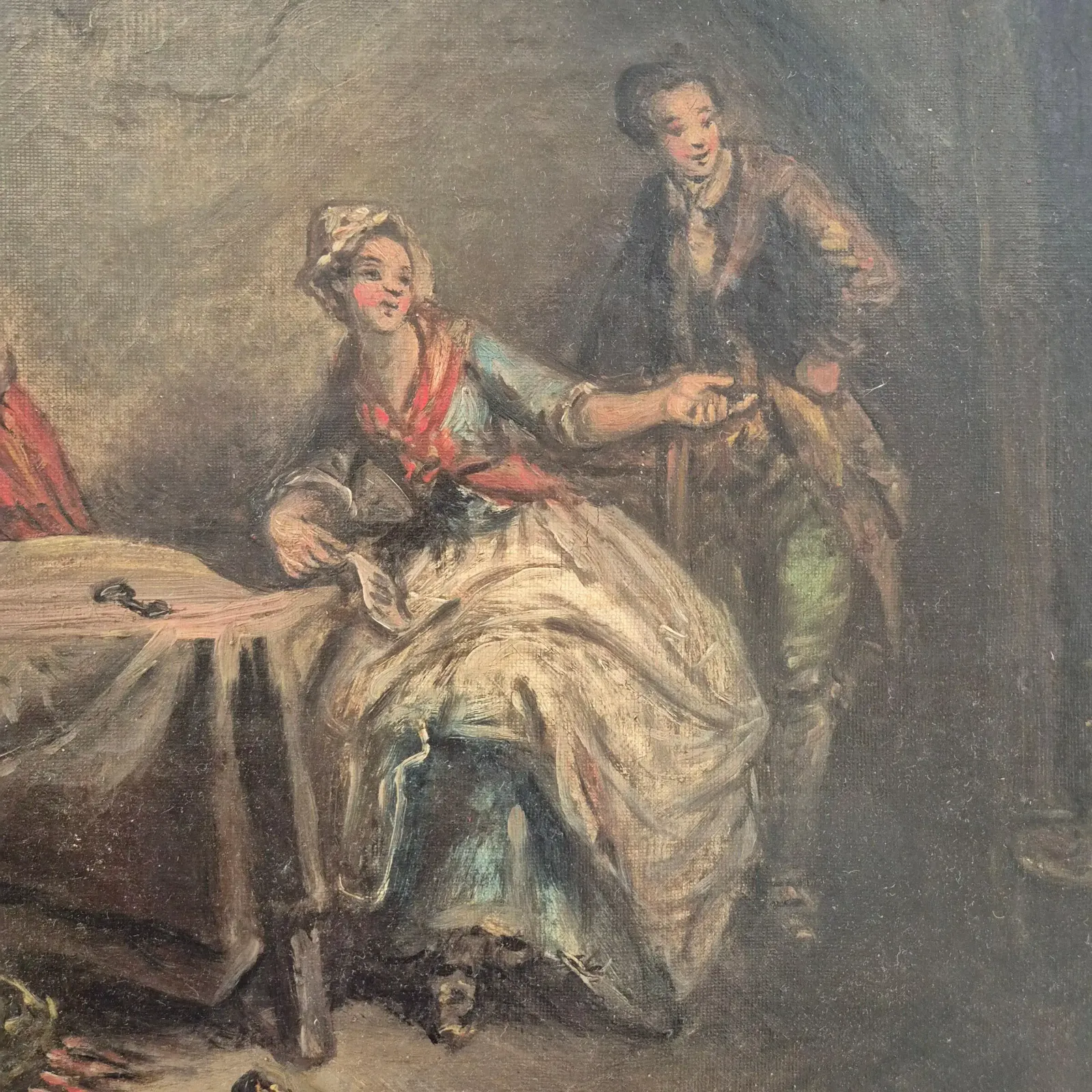 Daily Scene Of Servants, Oil On Canvas, 19th Century photo furniture