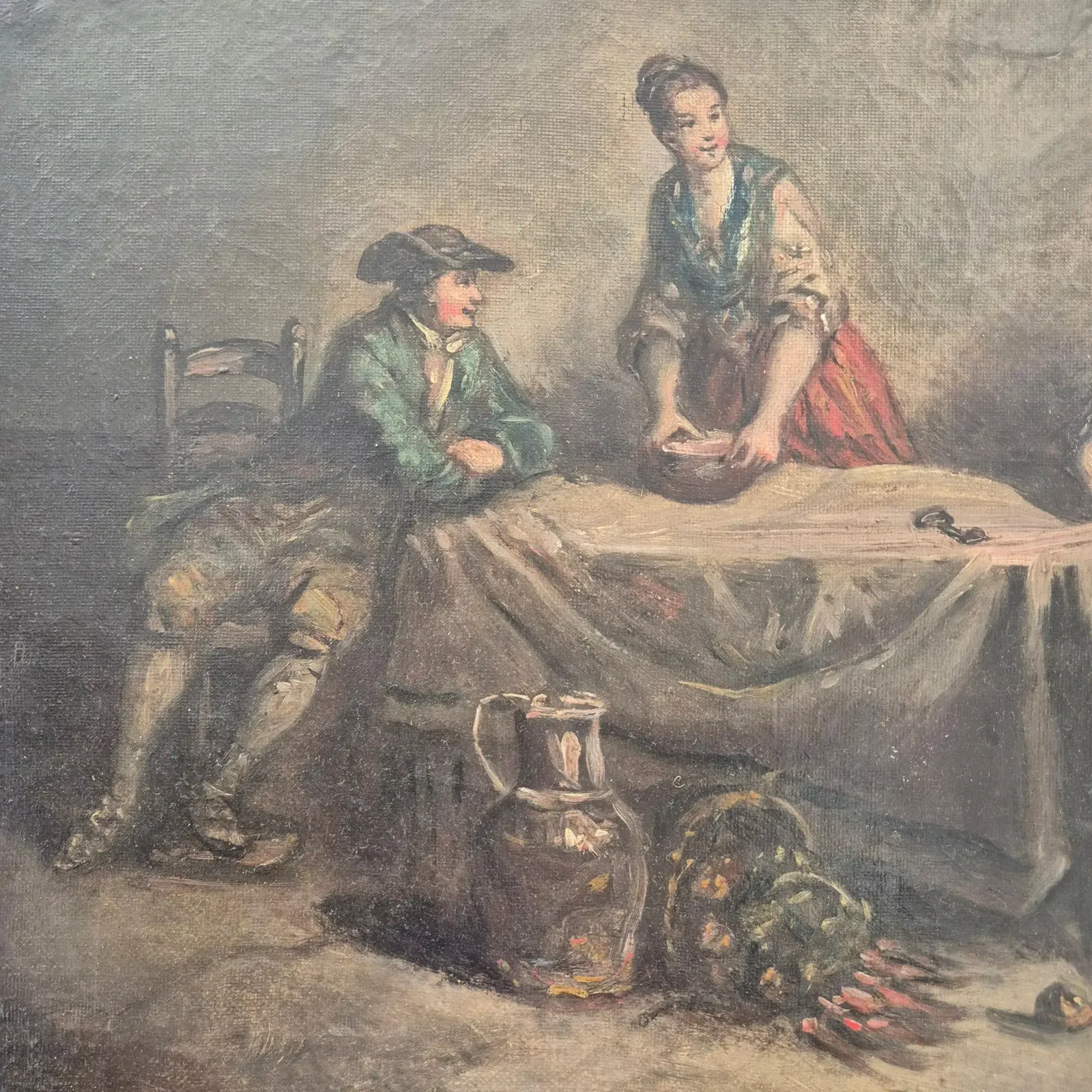 Daily Scene Of Servants, Oil On Canvas, 19th Century photo for sale