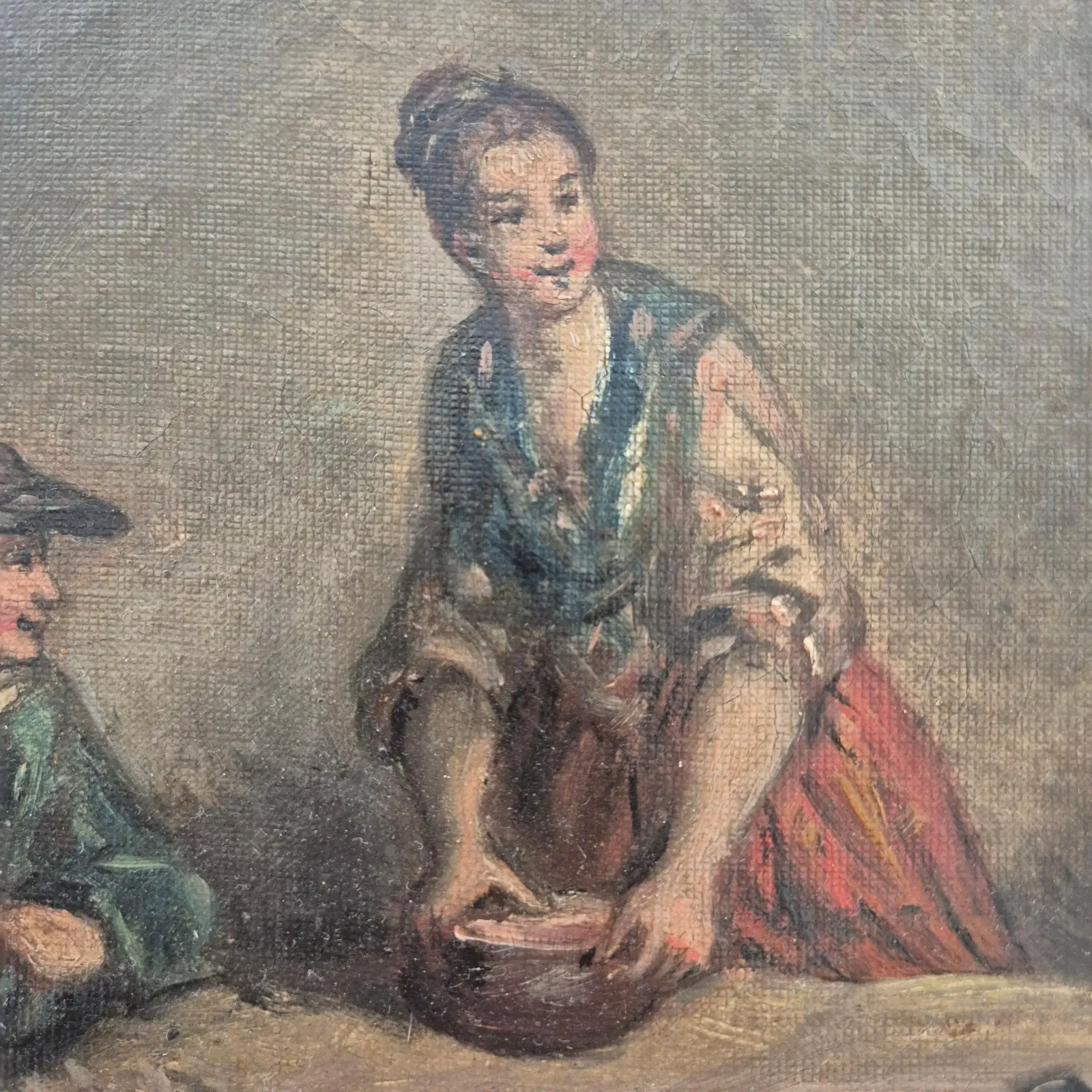 Daily Scene Of Servants, Oil On Canvas, 19th Century photo vinterior