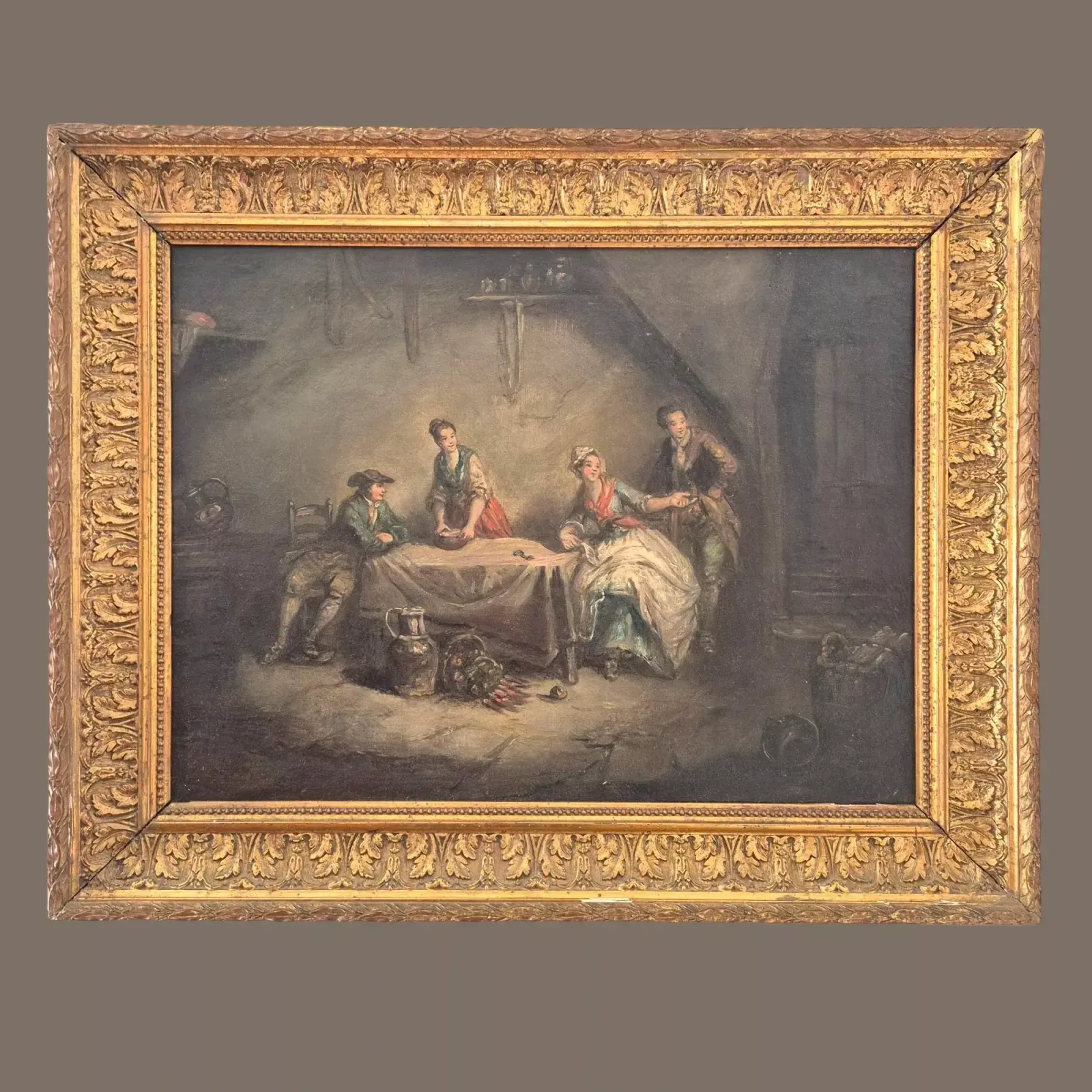 photo vinterior Daily Scene Of Servants, Oil On Canvas, 19th Century