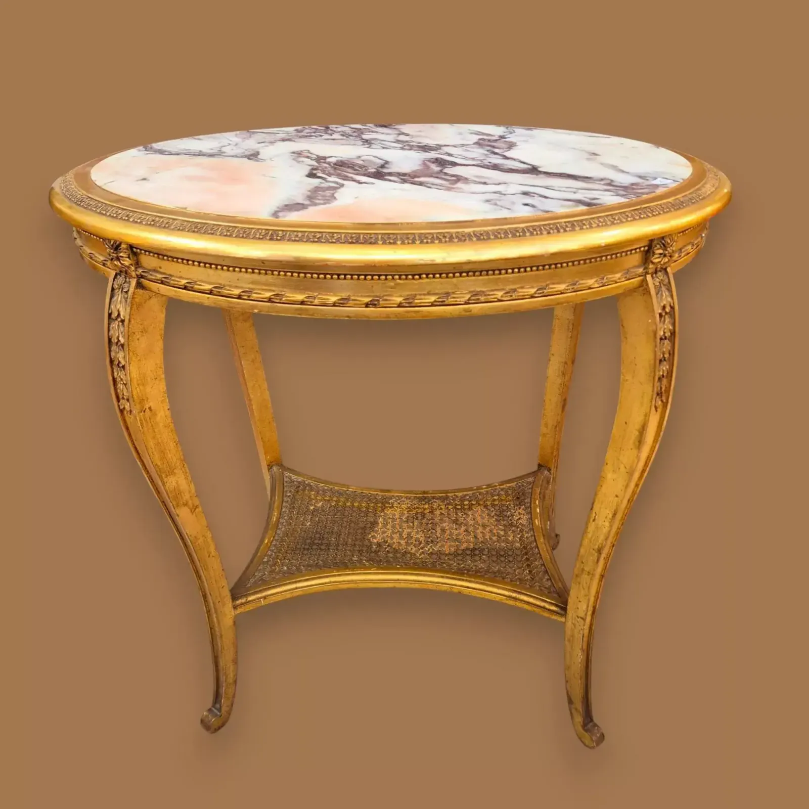 Oval Table In Gilded And Carved Wood, 19th Century photo furniture