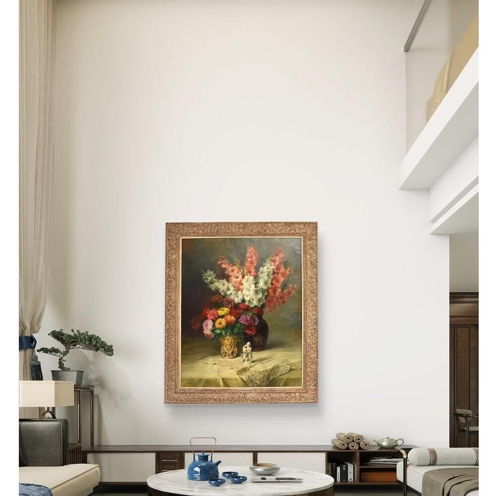 Beautiful Flower Paintings, Irises And Gerberas, Oil On Canvas, Julien Stappers, XX Century. photo furniture