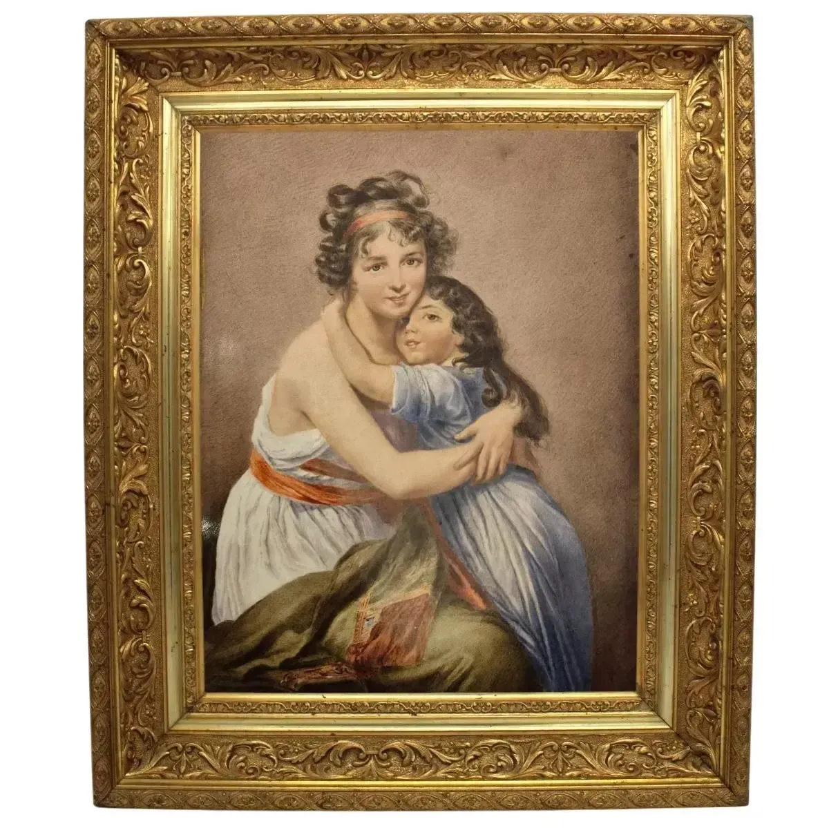 Porcelain Painting Of Madame Vigée Le Brun And Her Daughter, 19th Century photo furniture