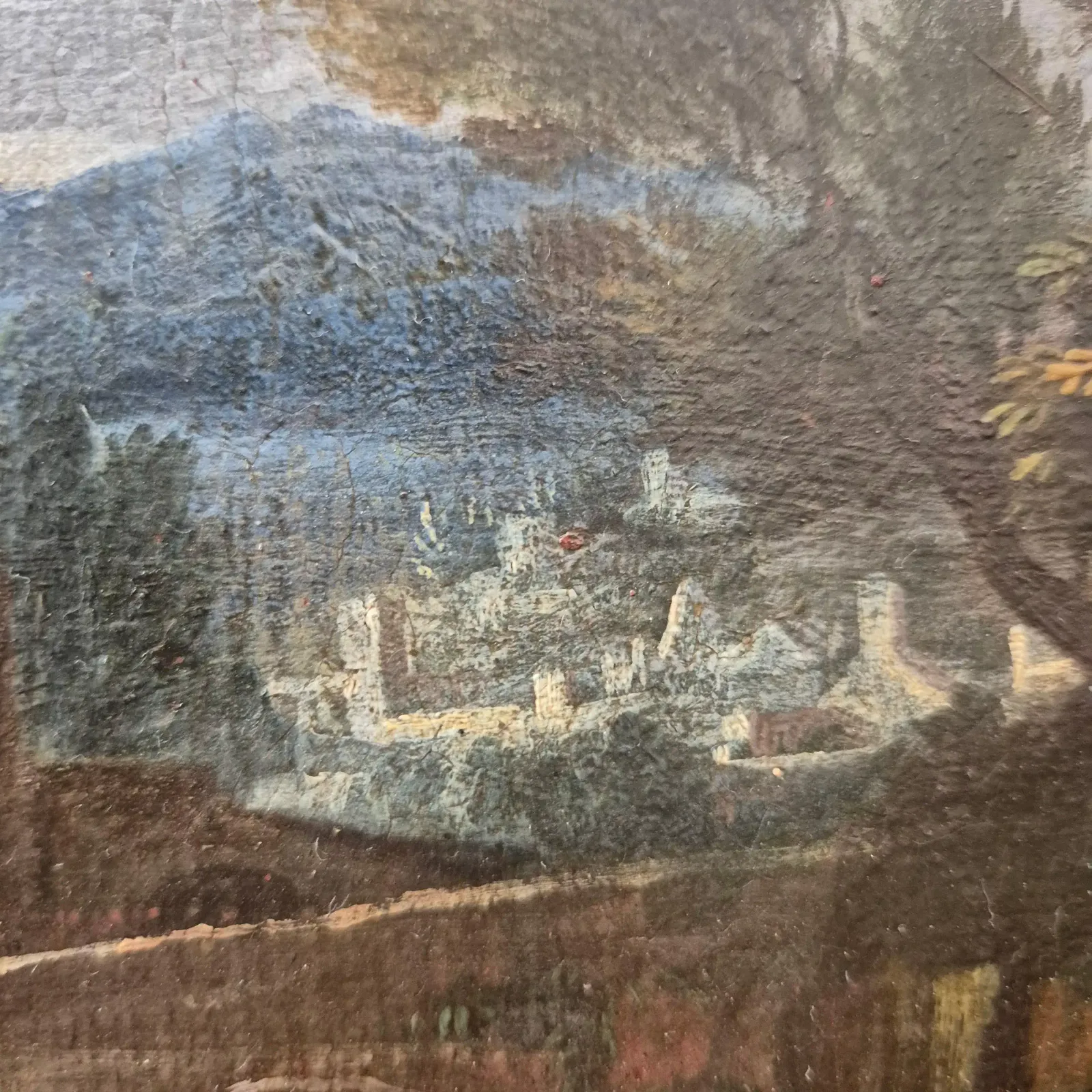Italian Landscape With Ruins, Oil On Canvas, 19th Century photo vinterior