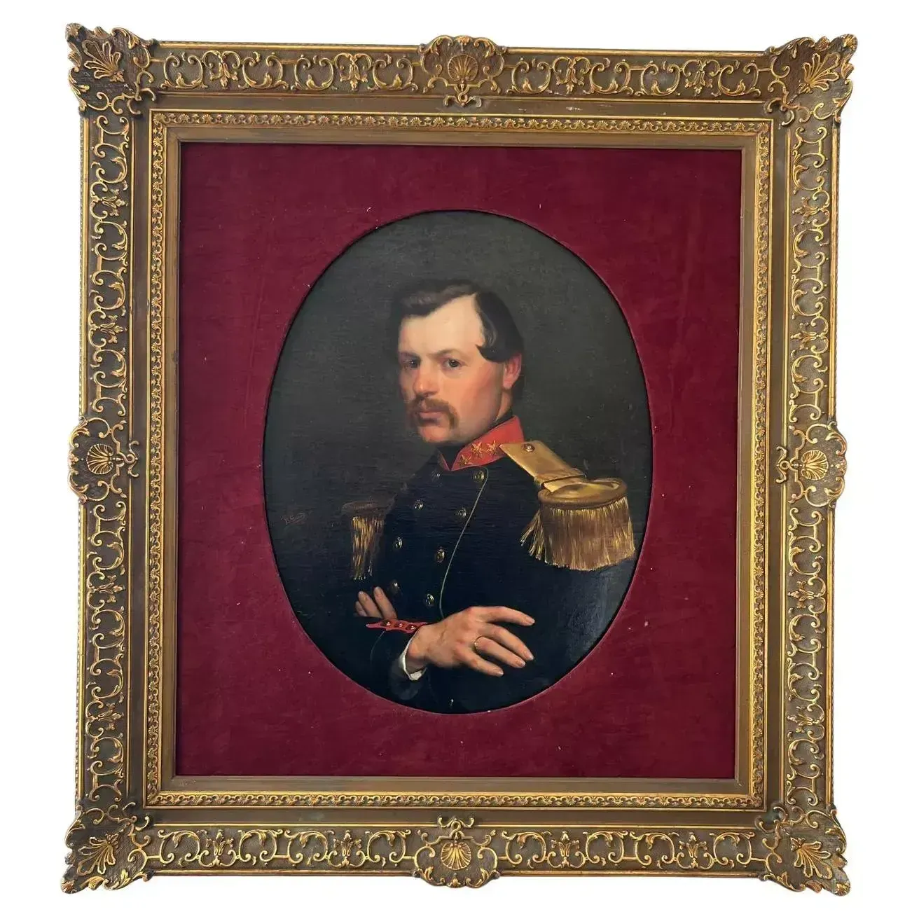 Portrait Of An Officer, Signed Willem Geets, Oil On Canvas, 1867, 19th Century photo vintage