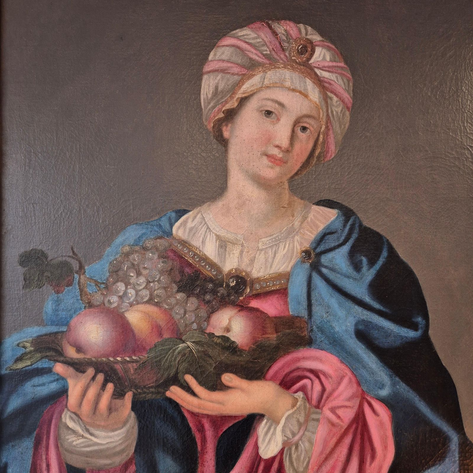 photo for sale Sybille With Turban And Fruit Bowl, Oil On Canvas, 19th Century