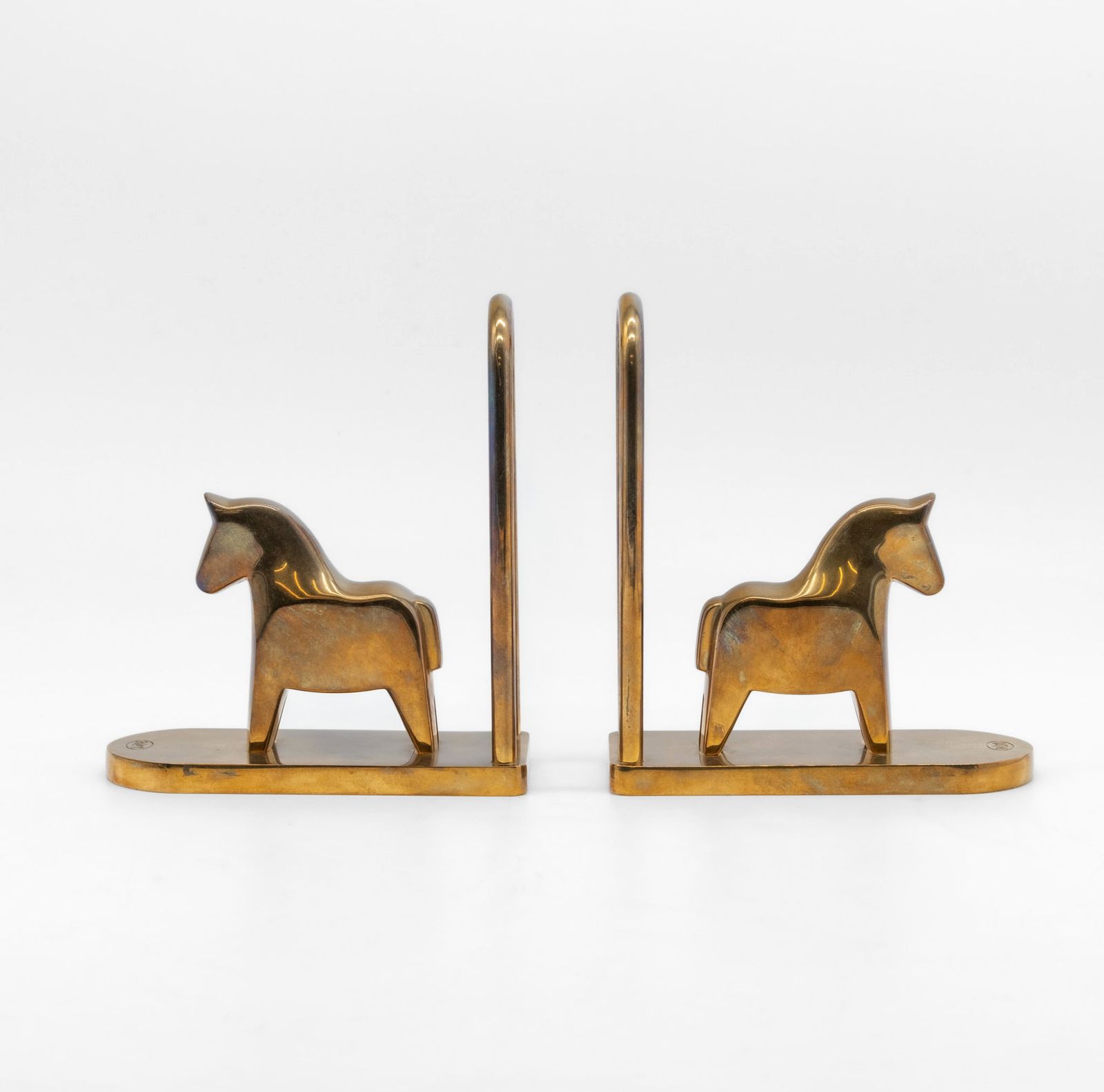 Pair Of Brass Bookends By Lotta Horn For Rejmyre Mässingsbruk Horses Ponies Sweden 1990s photo buy
