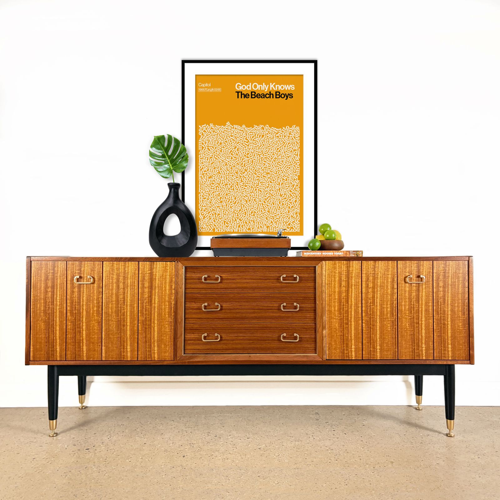 photo vinterior Mid 20th Century Vintage 'Librenza' Sideboard By G Plan In Tola And Black With Christian Lacroix Internal Design And Lighting