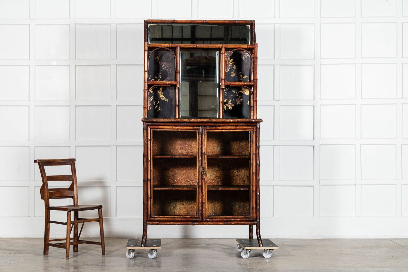 19thc English Bamboo & Lacquered Chinoiserie Cabinet photo Furniture