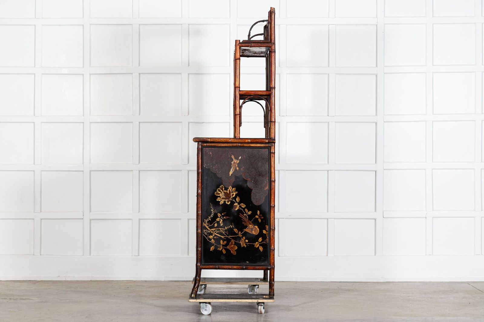 19thc English Bamboo & Lacquered Chinoiserie Cabinet photo buy