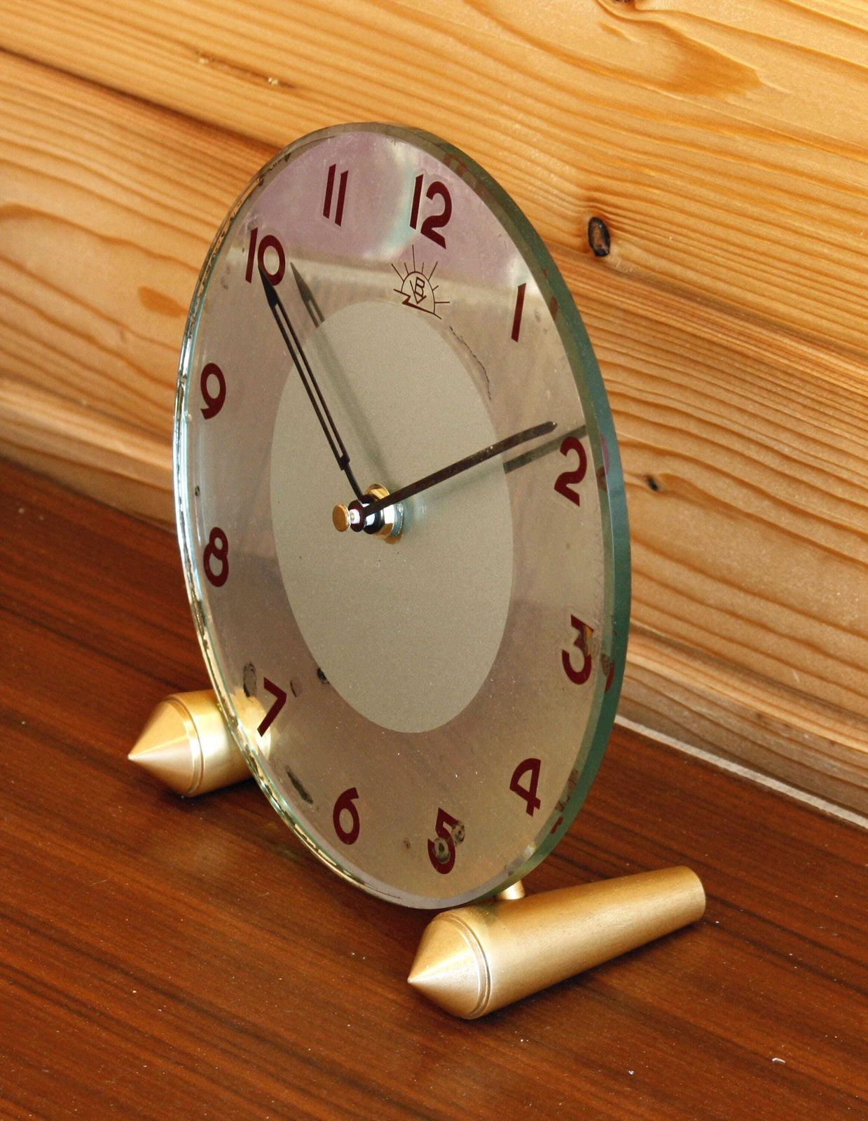 Vintage French Mantel Clock   21cm Glass Clock Retro Mid Century Art Deco Desk Clock Off The Wall Clocks photo for sale
