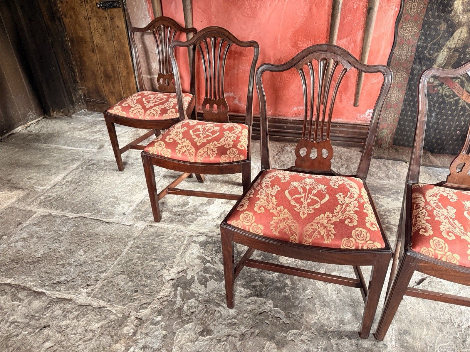 Set Of  Six Antique  Georgian Mahogany Drop In  Hepplewhite Dining Chairs C1800s photo Furniture