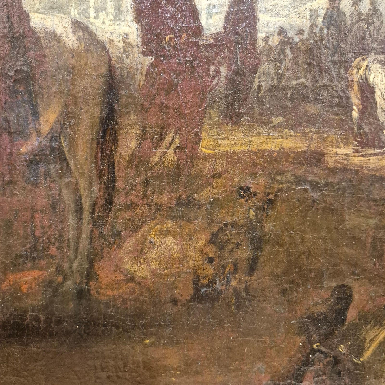 Court Hunting Scene, Flemish School Of The Late 17th Century, Oil On Canvas photo vintage