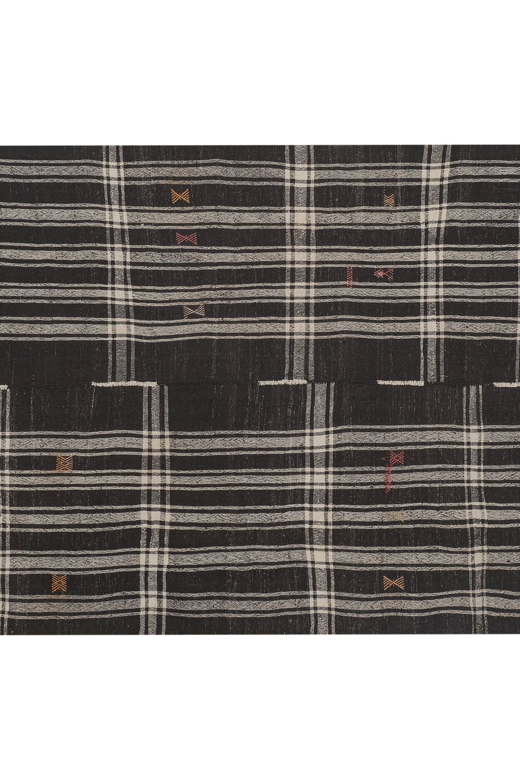 Vintage Black & White Striped Goat Hair Kilim Rug 8'1'' X 10'11'' photo furniture