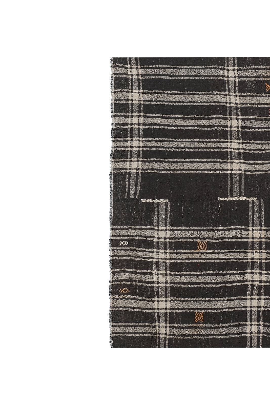 Vintage Black & White Striped Goat Hair Kilim Rug 8'1'' X 10'11'' photo buy