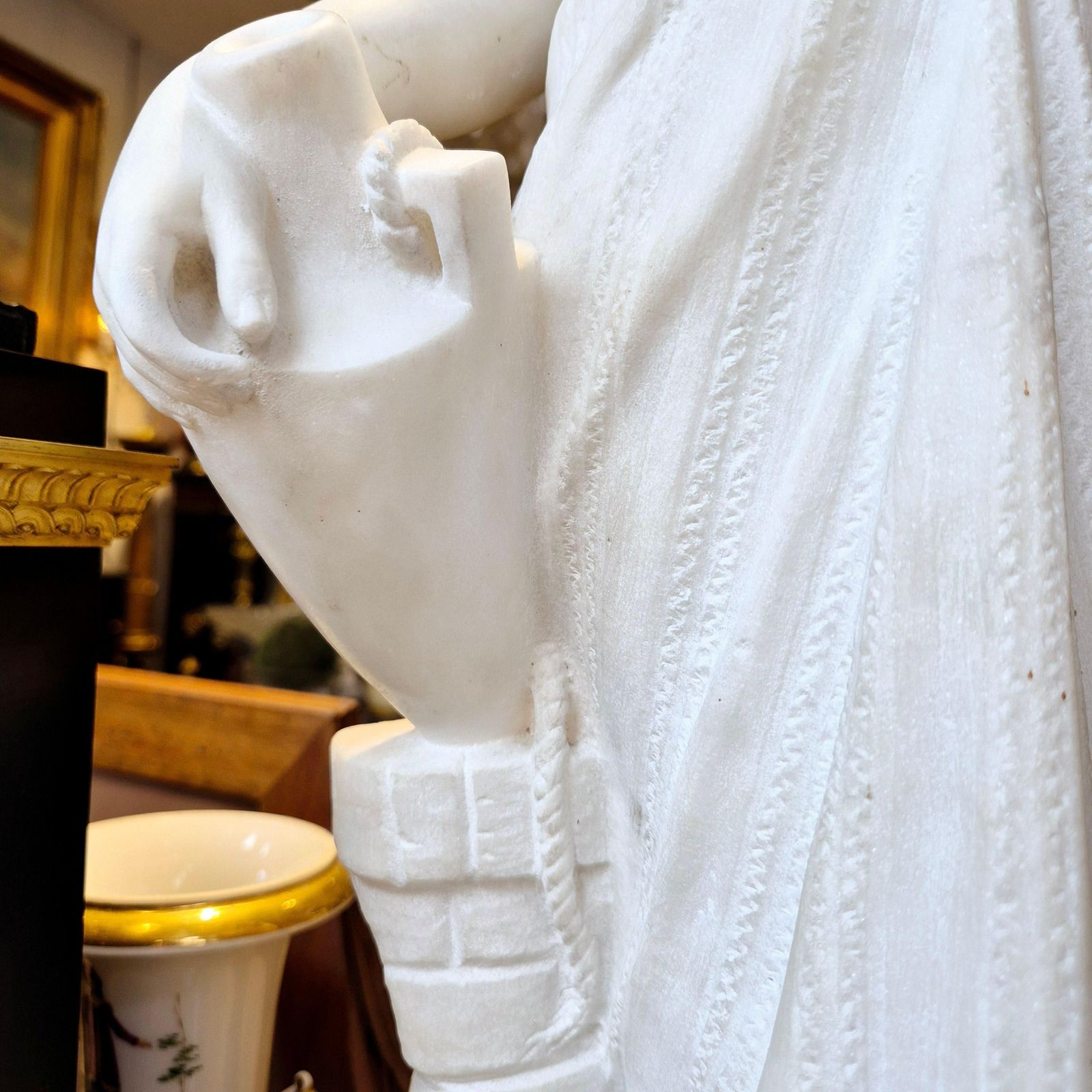 Young Woman With Jug, Carrara Marble, Signed Bonnal, Early 20th Century photo buy