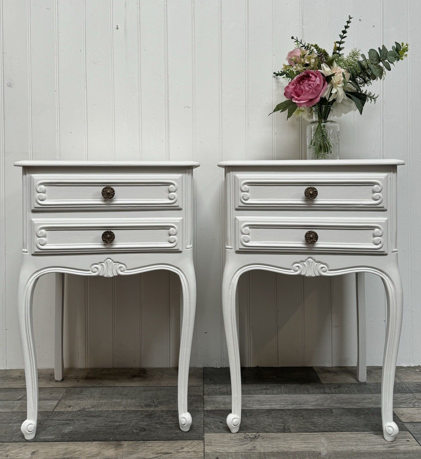 French Louis XV Oak Night Stand/Bedside Cabinet With Marble Top photo vintage