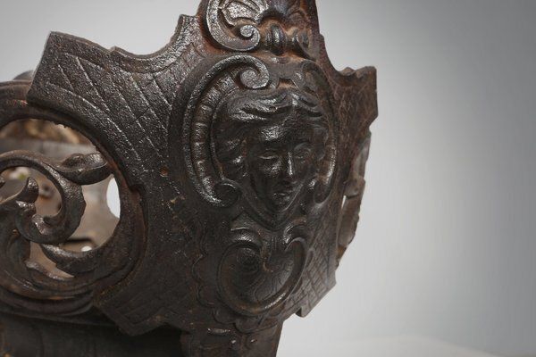 Cast Iron Planter Decorated With Masks And Lion Paws, France, 1850s photo vintage