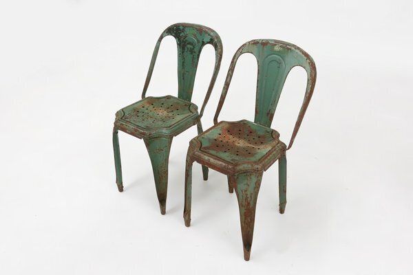 Furniture Vintage Green Model A Chairs From Tolix, France, 1950s, Set Of 4 photo