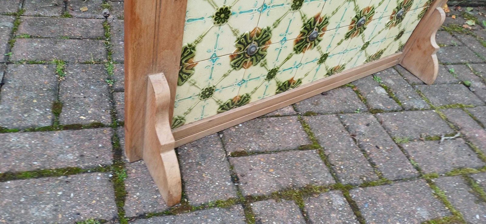 Huge Victorian Washstand Back Original Art Nouveau Majolica Tiles Carved Mirror Overmantel Antique Salvaged Mantelpiece Free Hand Delivery photo for sale
