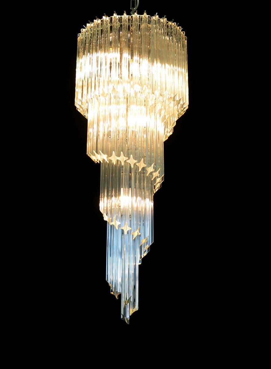 Murano Chandelier 86 Trasparent Quadriedri Prism   Elena Model photo furniture