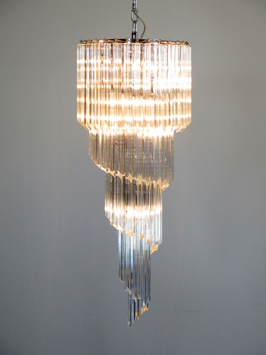 Murano Chandelier 86 Trasparent Quadriedri Prism   Elena Model photo for sale