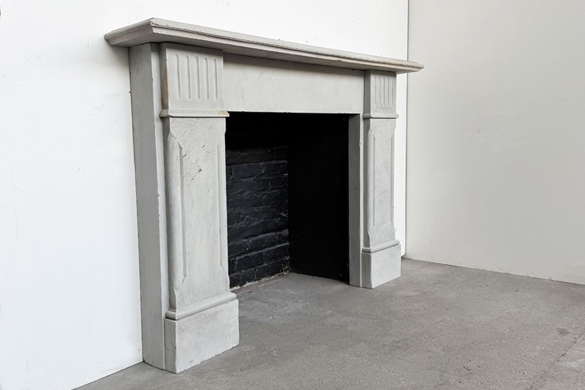 Large Antique 19th Century Victorian Grey Stone Fireplace Surround photo for sale