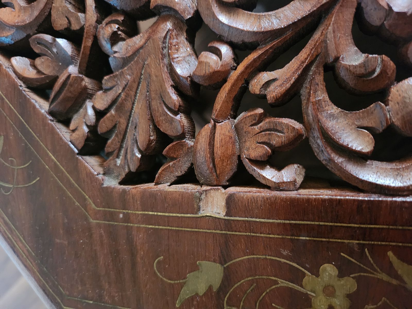 Antique Anglo Indian Rosewood And Brass Inlaid Table photo Furniture
