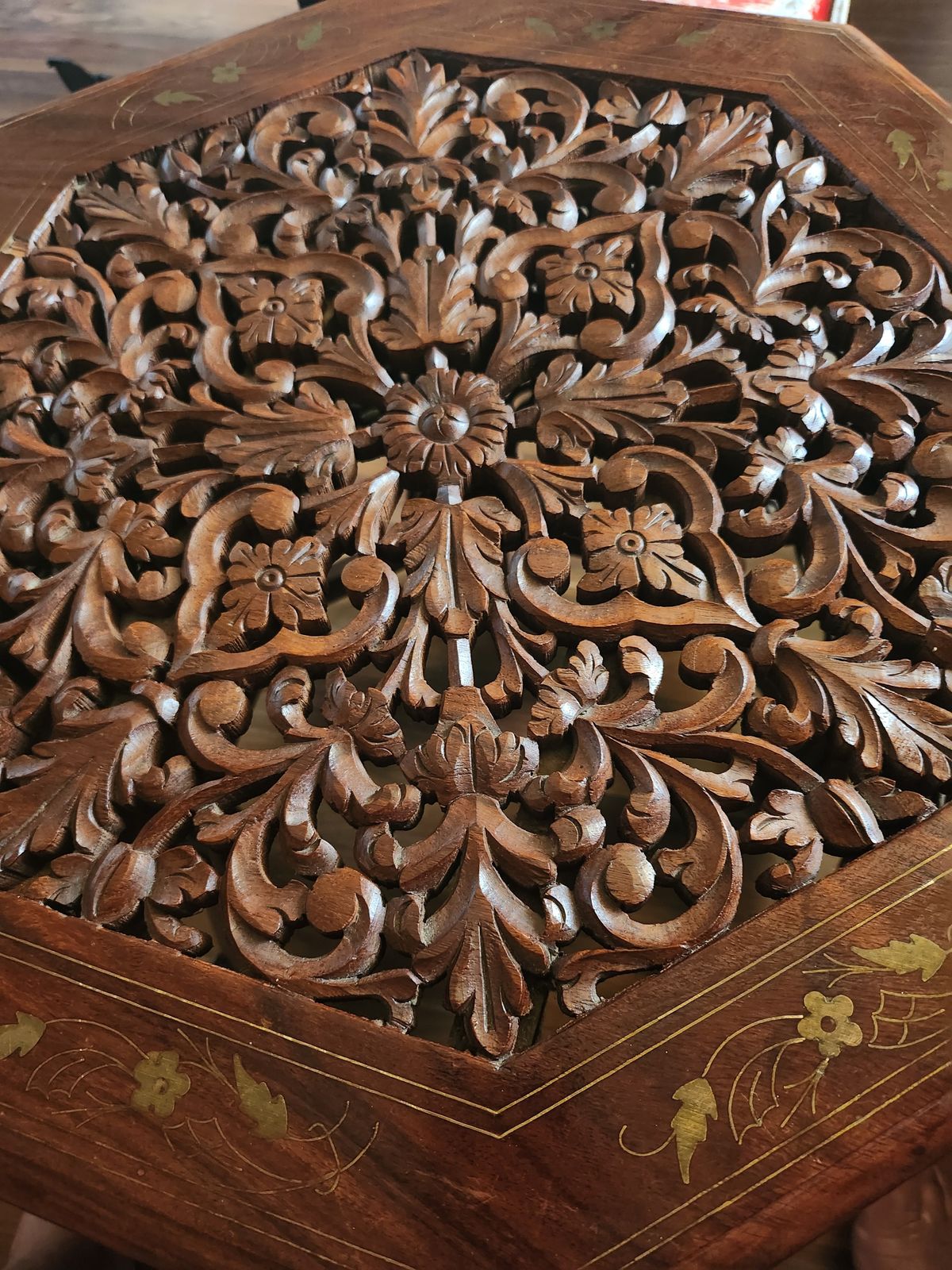 Antique Anglo Indian Rosewood And Brass Inlaid Table photo vinterior