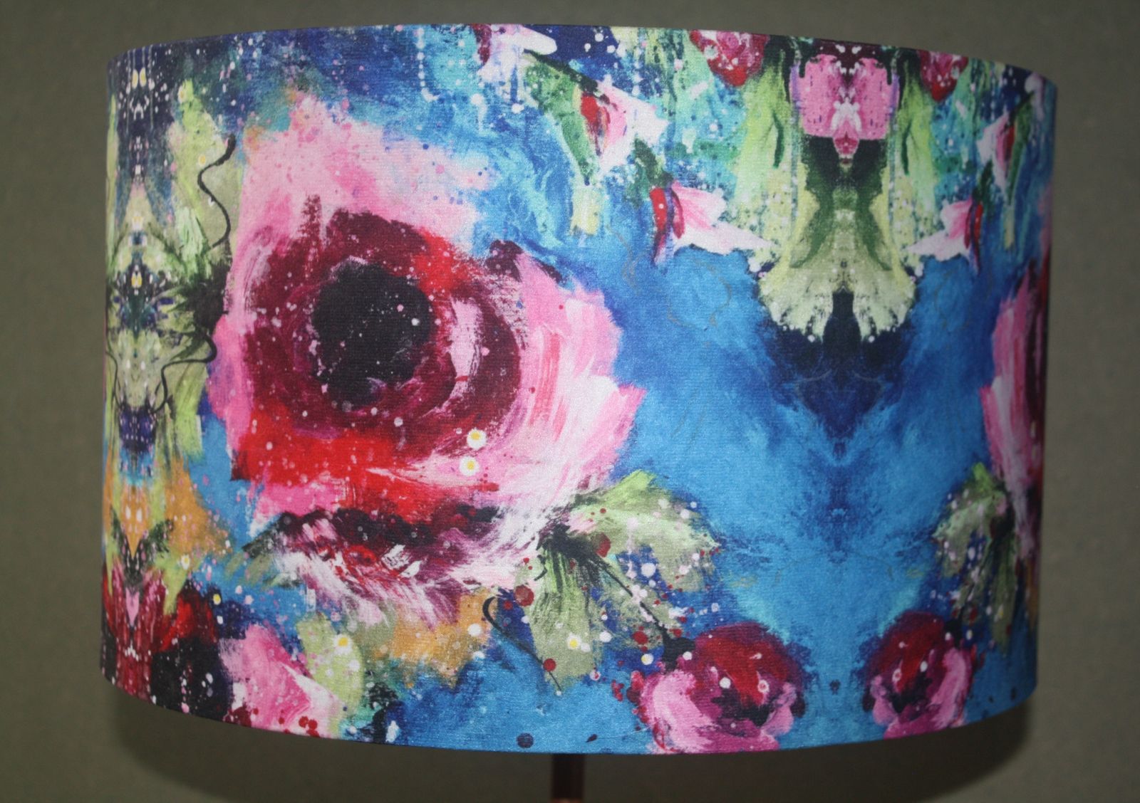 Twisted Acacia Wood Floor Lamps With Beautiful Floral Handcrafted Shades photo for sale