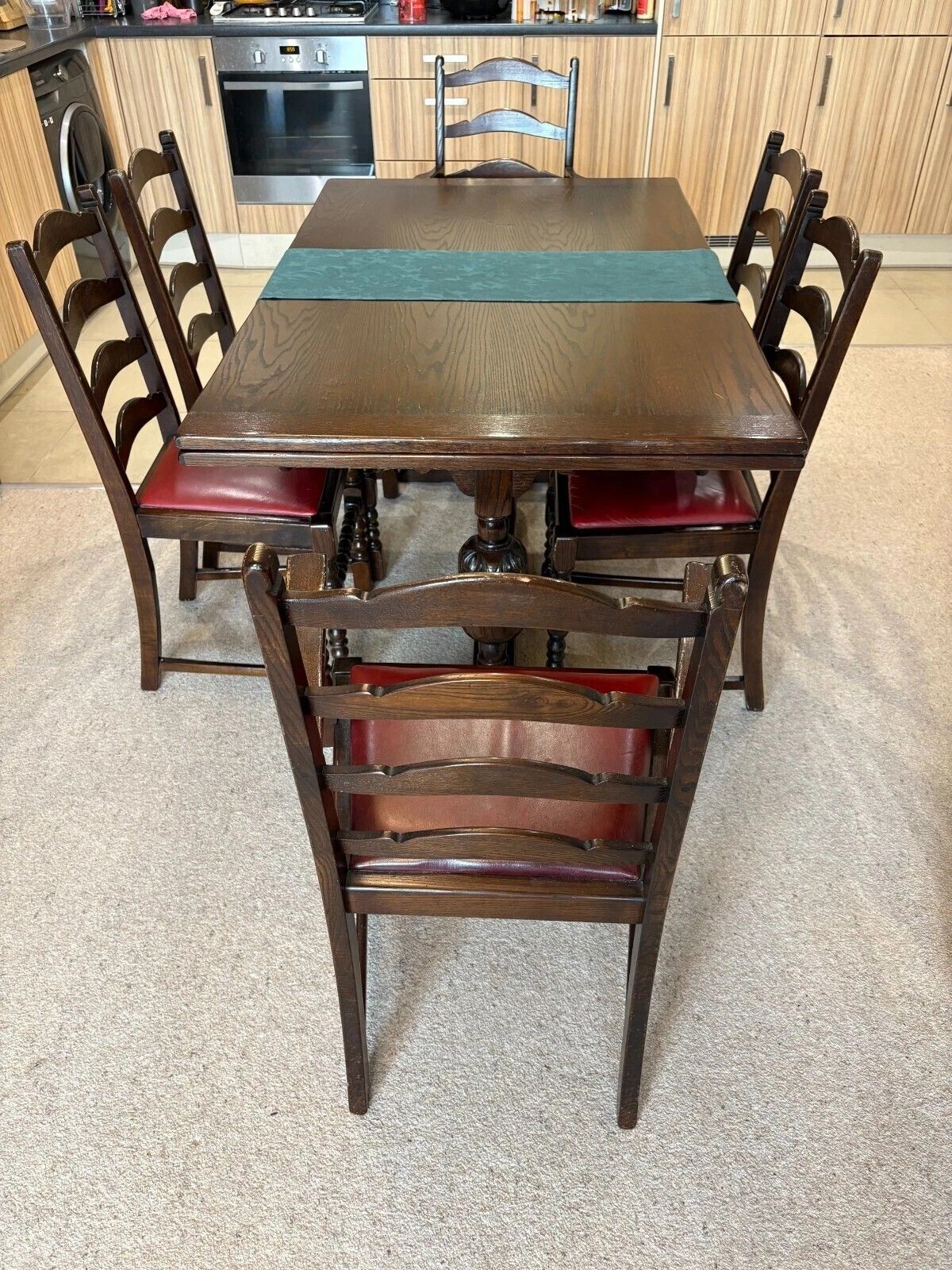 Vintage English Dining Table Set By Jaycee Furniture – 6 Chairs – Extendable photo buy