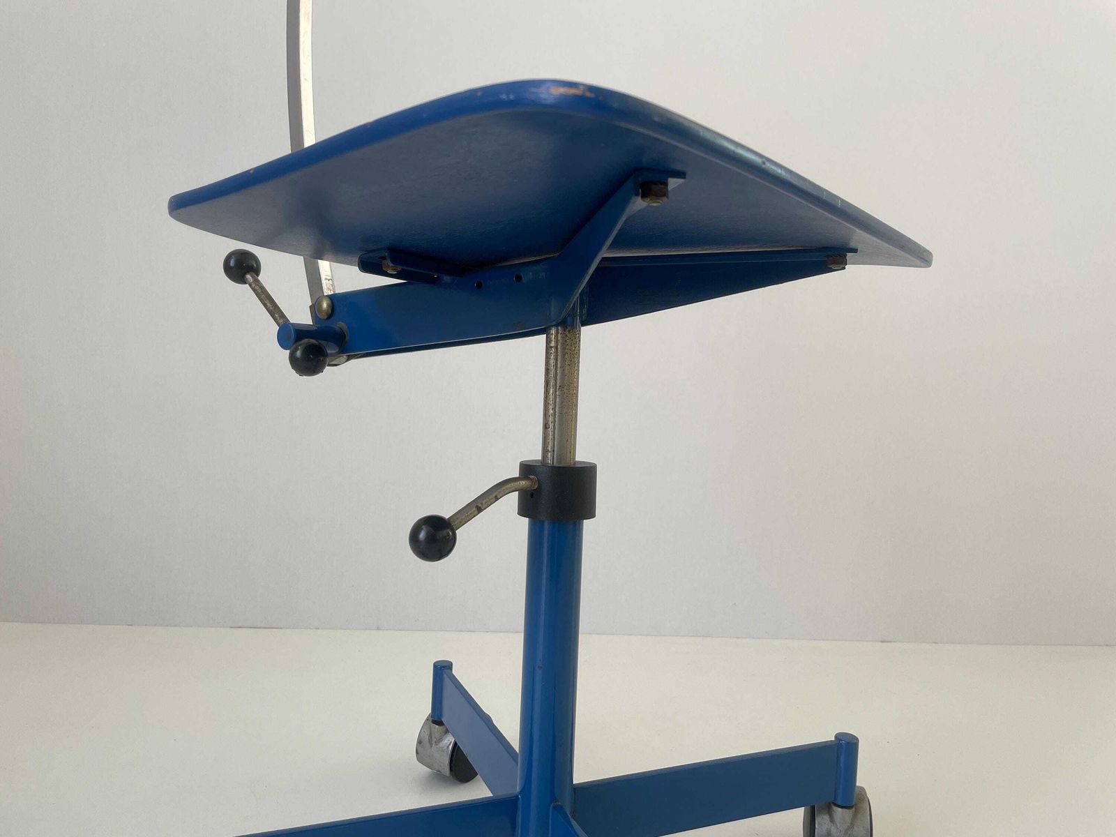Pair Of Blue Wood Adjustable Industrial Chairs By Kevi, 1970s, Italy photo 1829.0
