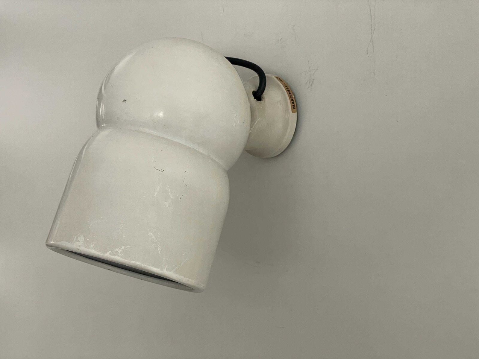 photo for sale Three White Metal Set Of Wall Lamps By Martinelli Luce, 1960s, Italy