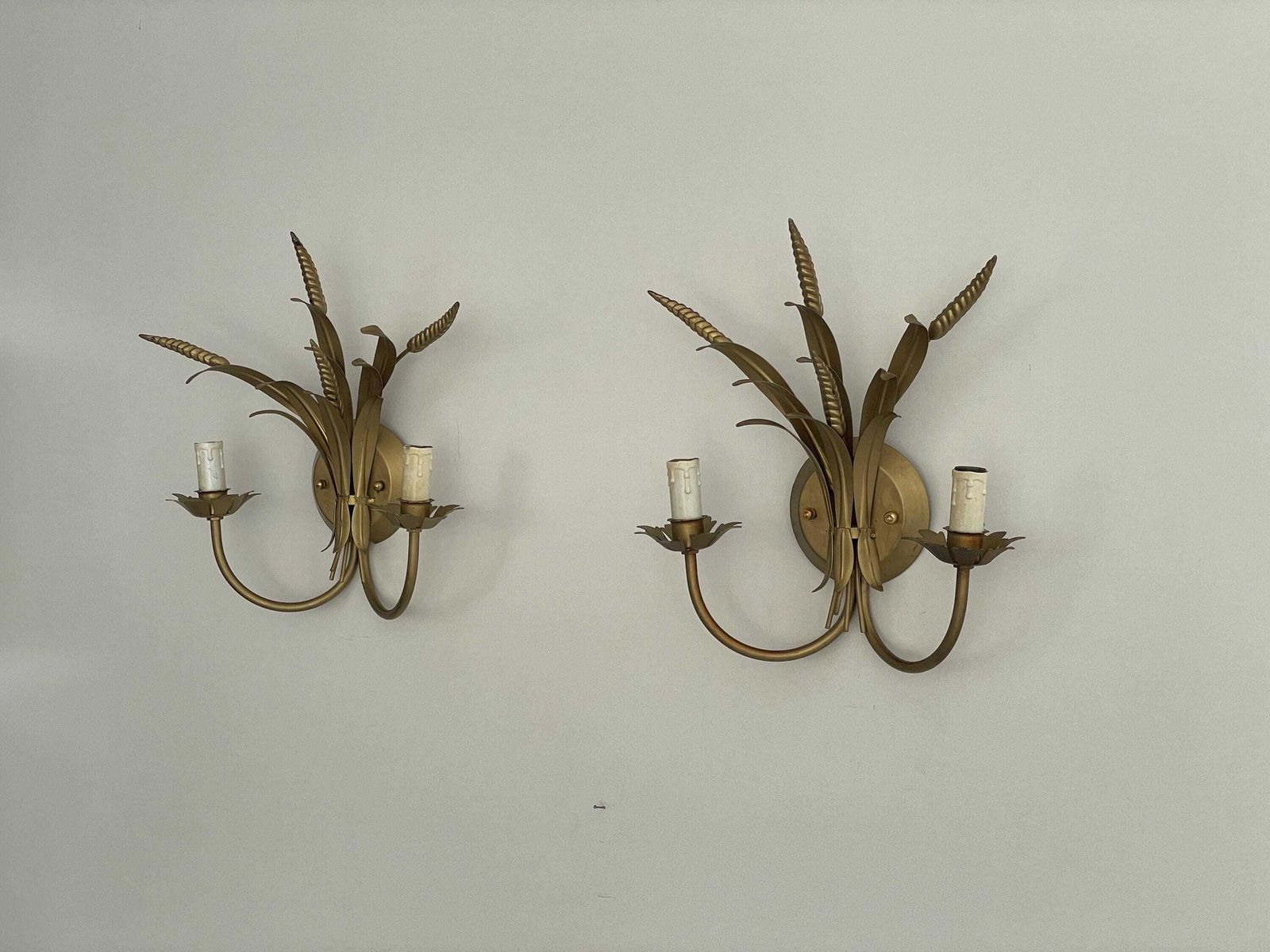 Brass 2 Armed Pair Of Wall Lamps By Zicoli Limbach, 1970s, Germany