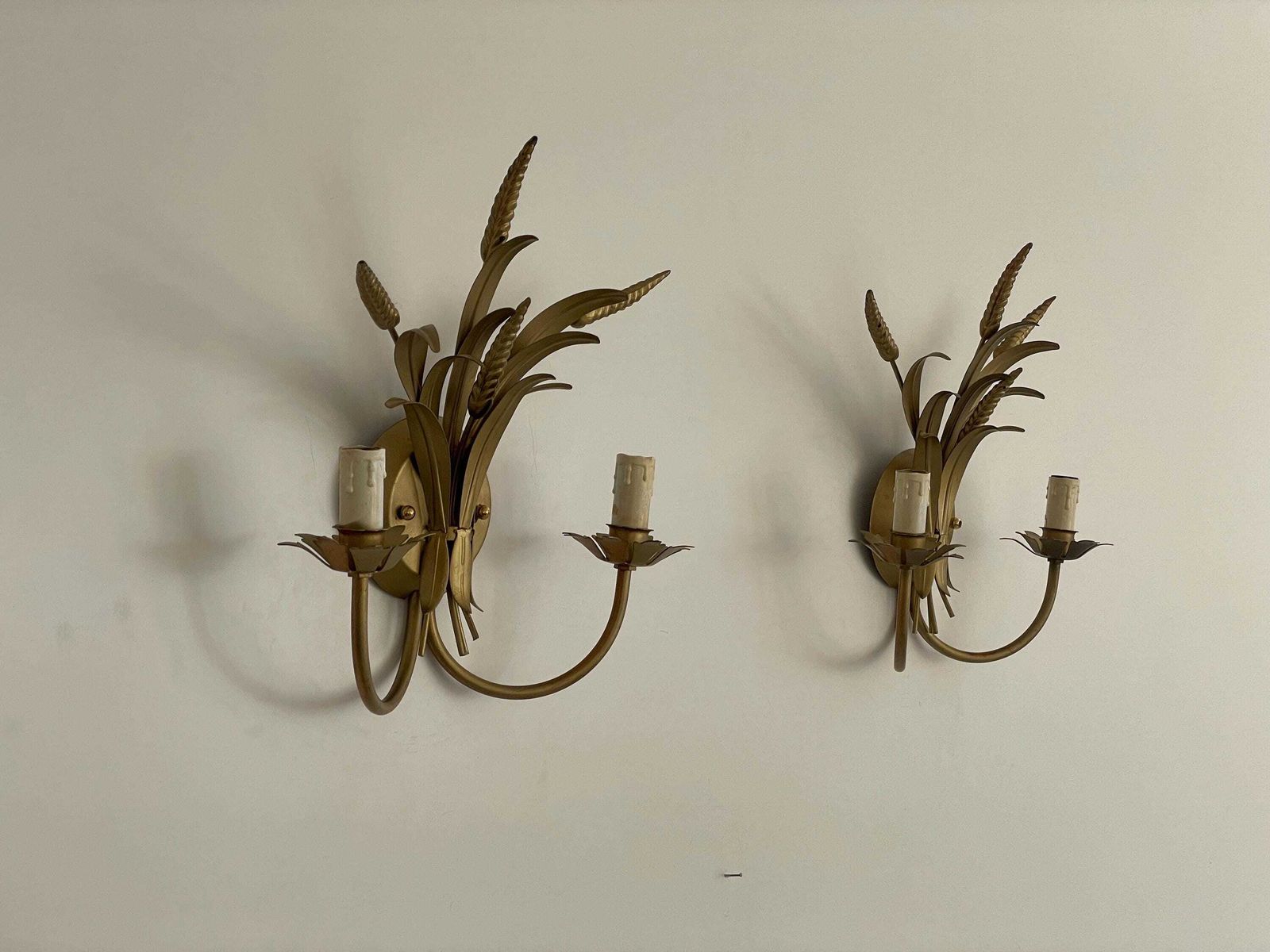 Brass 2 Armed Pair Of Wall Lamps By Zicoli Limbach, 1970s, Germany photo for sale