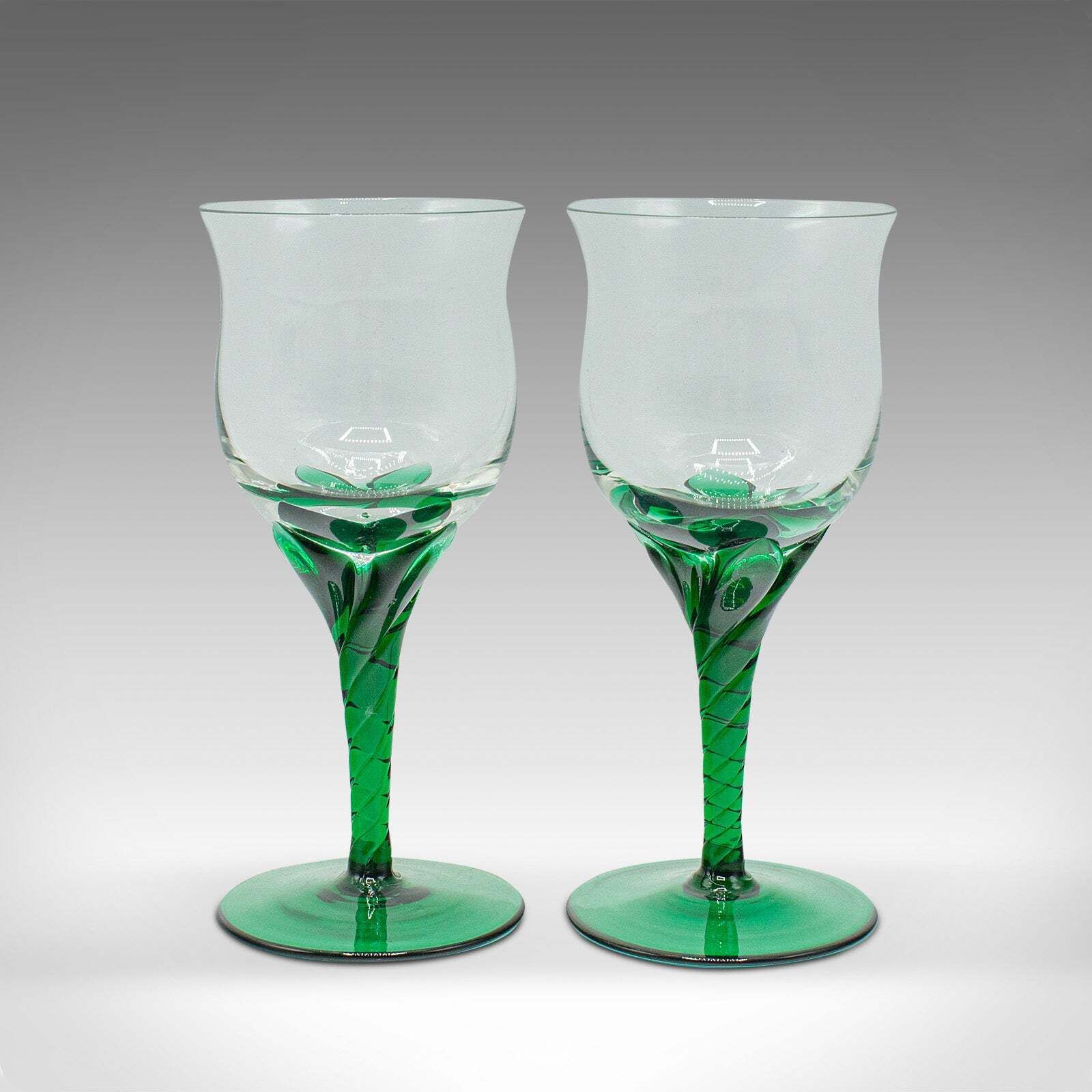 Set Of 4 Vintage Aperitif Glasses, French, Blown Glass, Spirit Flutes, Art Deco photo for sale