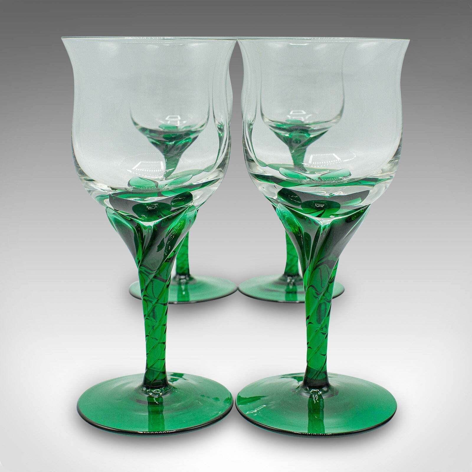 photo furniture Set Of 4 Vintage Aperitif Glasses, French, Blown Glass, Spirit Flutes, Art Deco