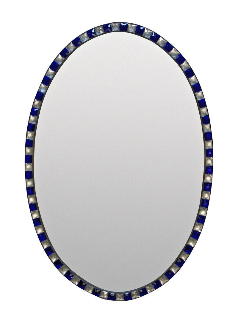 A Pair Of Georgian Style Irish Mirrors With Clear & Blue Faceted Borders photo furniture