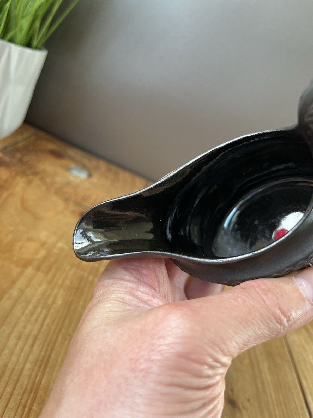 Antique 19th Century Black Basalt Ribbed Acanthus Leaf Creamer Jug Wedgwood photo vintage