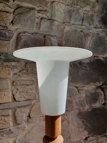 Uno Kristiansson For Luxus, Sweden. A Turned Pine Table Lamp. 1970s. photo Lighting