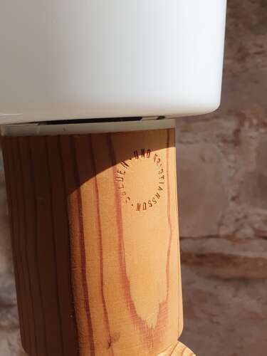 Uno Kristiansson For Luxus, Sweden. A Turned Pine Table Lamp. 1970s. photo buy