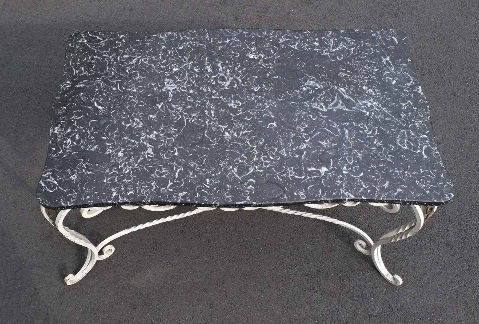 1950’s French Marble And Painted Metal Coffee Table photo for sale