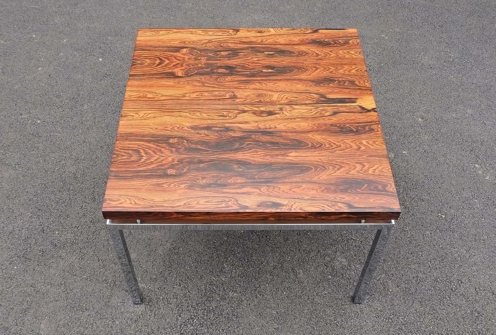 Rosewood And Chrome Square Coffee Table Danish 1960’s photo for sale