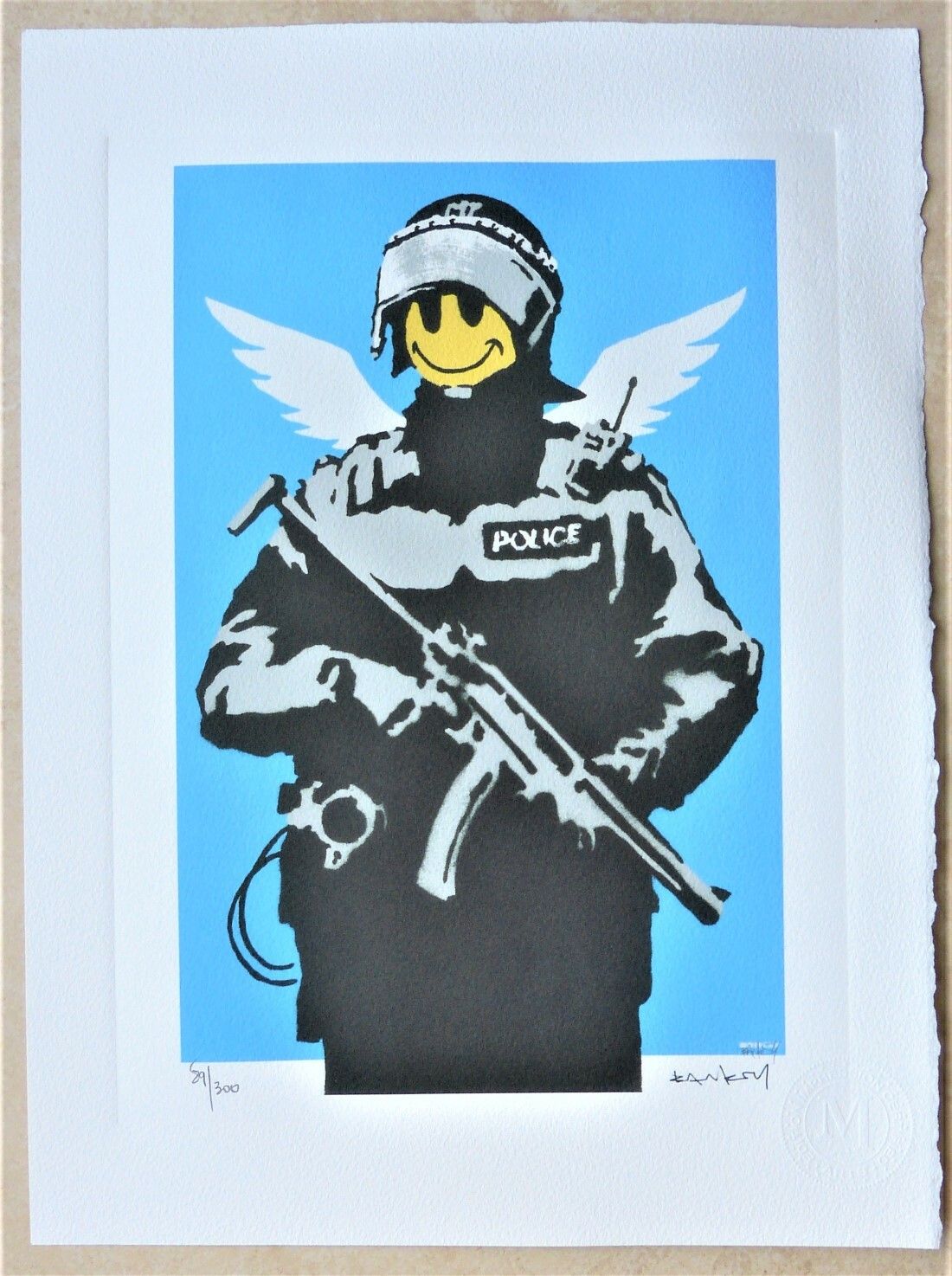 Banksy " Flying Copper " Limit. Lithograph On Arches Laid Paper 89/300