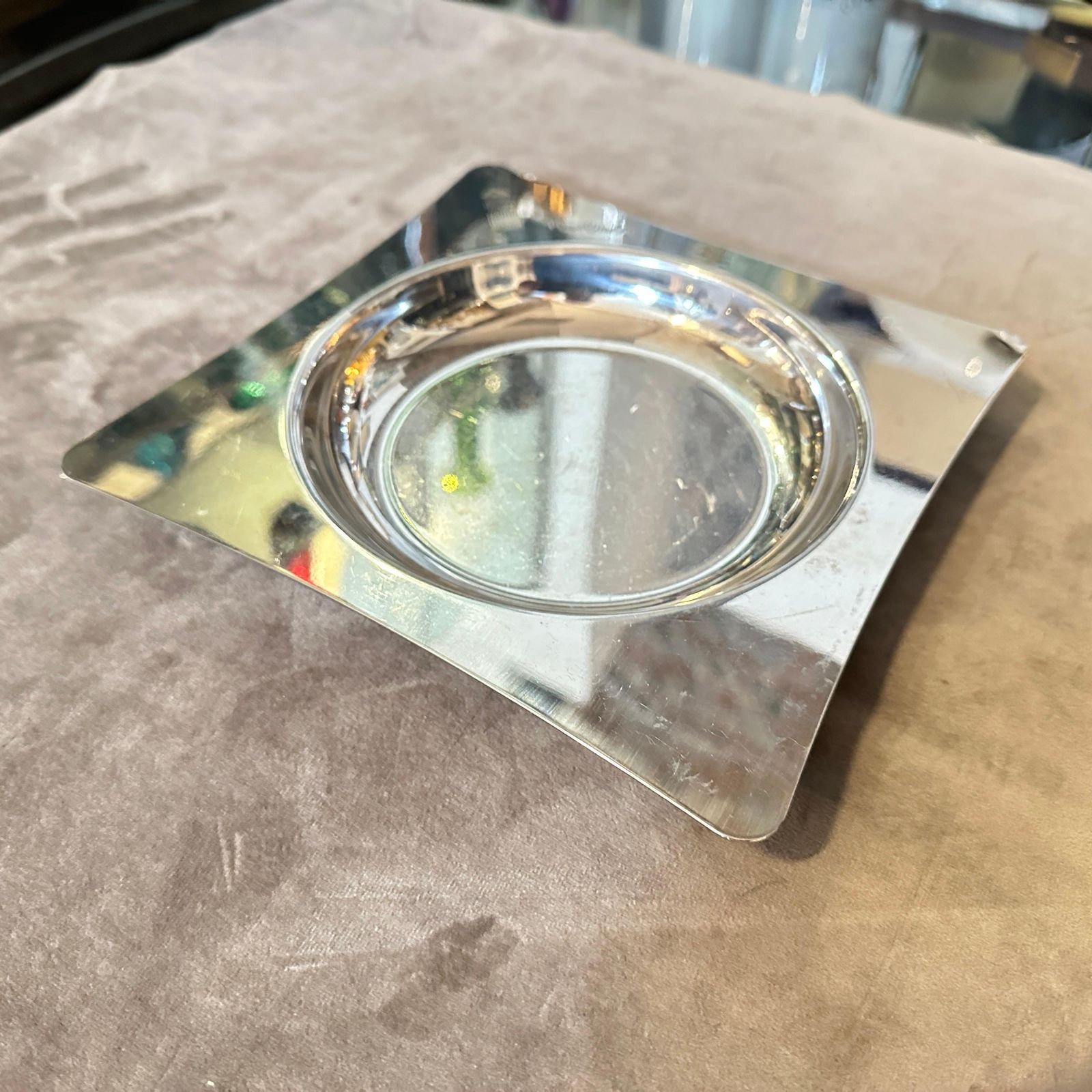 photo furniture 1980s Mid Century Modern Silver Plated Vide Poche By Pierre Cardin