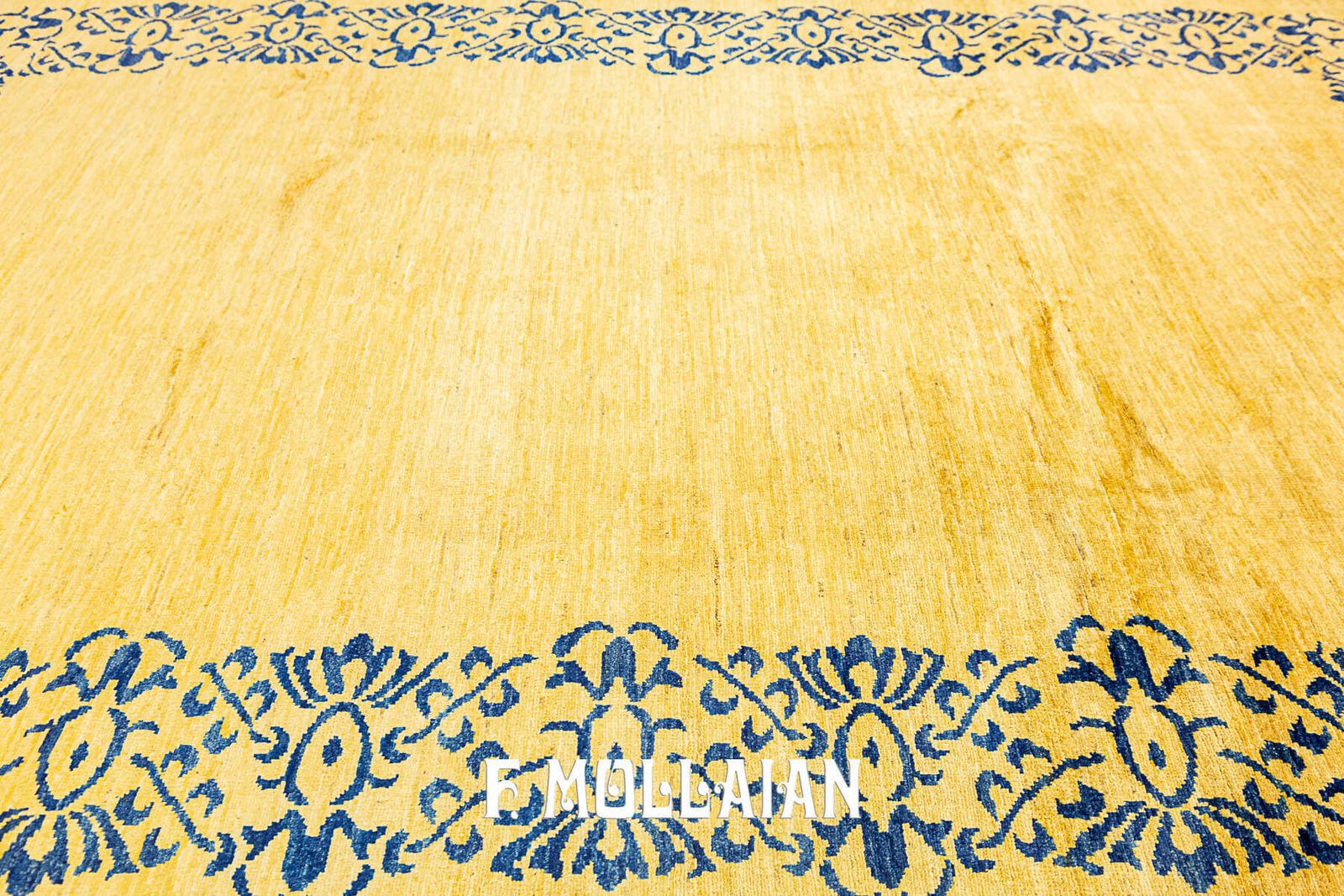 Art Deco Rug Style With Indigo Floral Border
